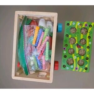 Montessori Wooden Toy Set – Carrot & Worm Sorting Game + Wooden Fruits & Veggies